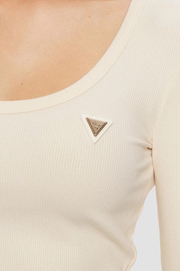 GUESS Beżowy damski longsleeve Colette, Rozmiar M