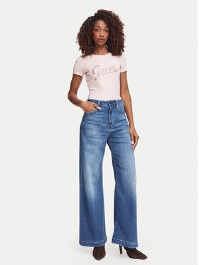 Guess T-Shirt W6YI21 K4337 Różowy Slim Fit