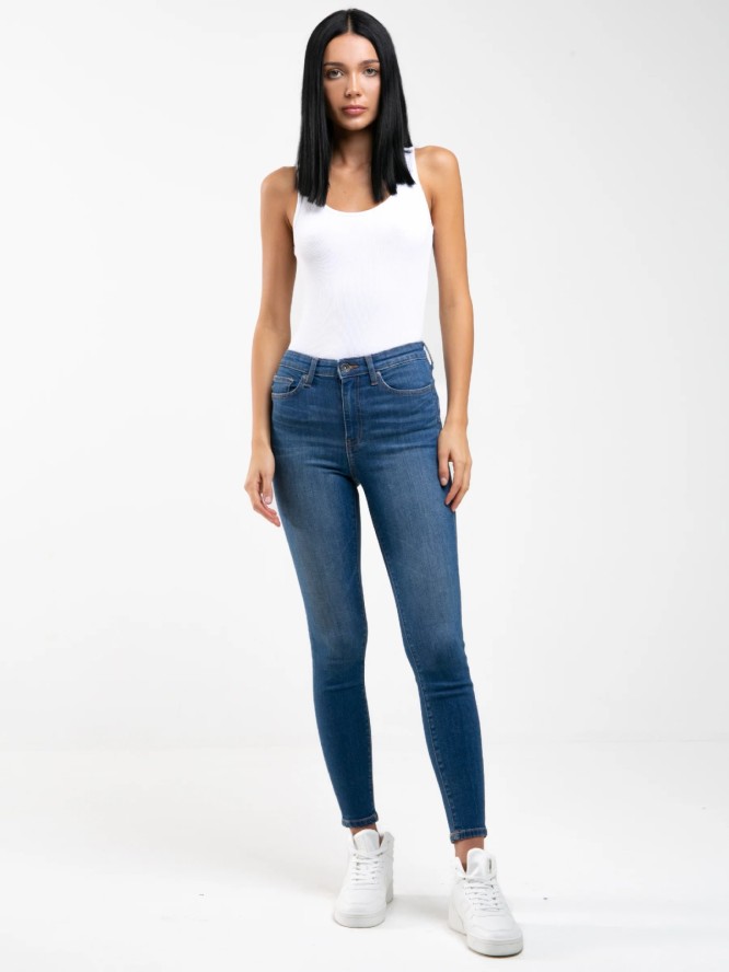 Jeansy damskie push up niebieskie Mariella High Waist 458