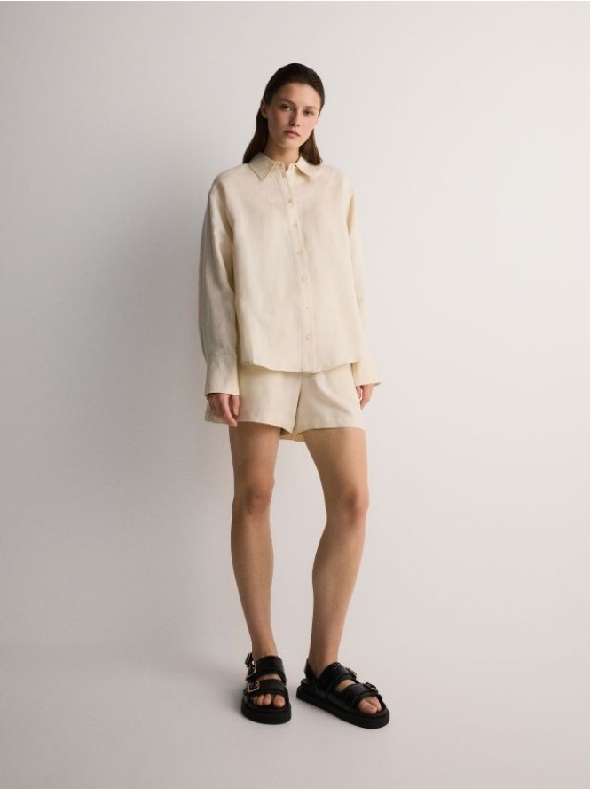 Koszula z lnem - kremowy