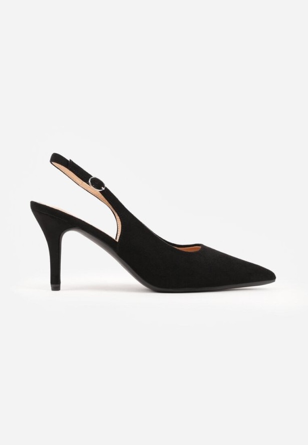 Czarne Sandały na Szpilce w Stylu Slingback Tarosie