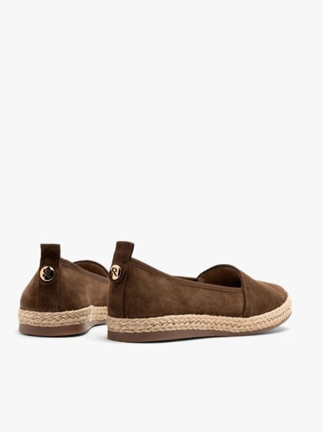 Welurowe brązowe espadryle damskie