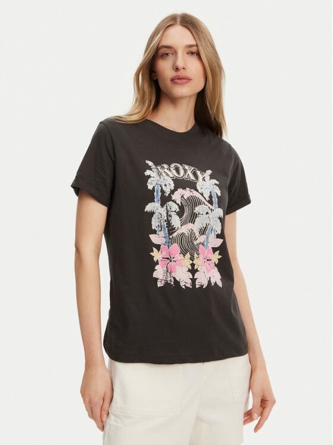 Roxy T-Shirt ERJZT05911 Szary Regular Fit