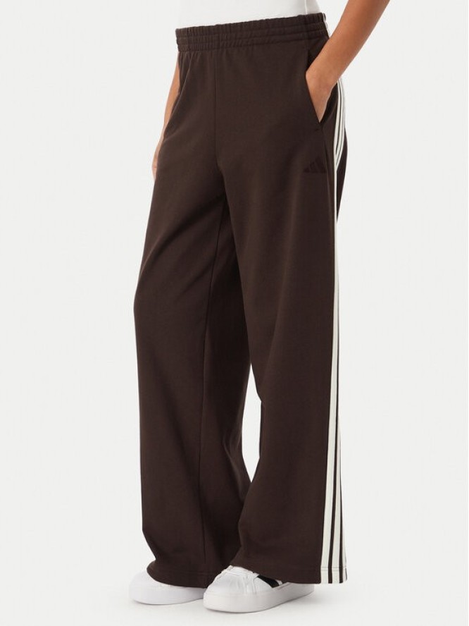 adidas Spodnie dresowe 3-Stripes KW7703 Brązowy ciemny Wide Leg