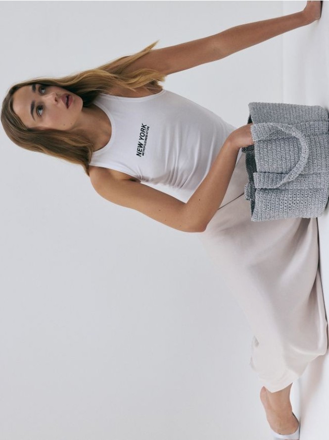 Szydełkowana torebka shopper - srebrny