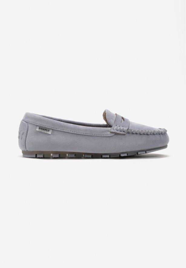 Jasnoniebieskie Mokasyny z Imitacji Zamszu na Płaskiej Podeszwie Sallevia