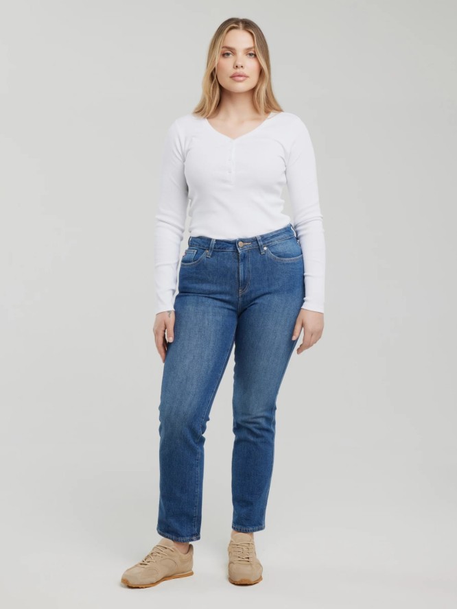 Jeansy damskie z prostą nogawką niebieskie Myrra 313