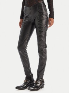PINKO Spodnie z imitacji skóry Panelle 105375 A2P5 Czarny Slim Fit
