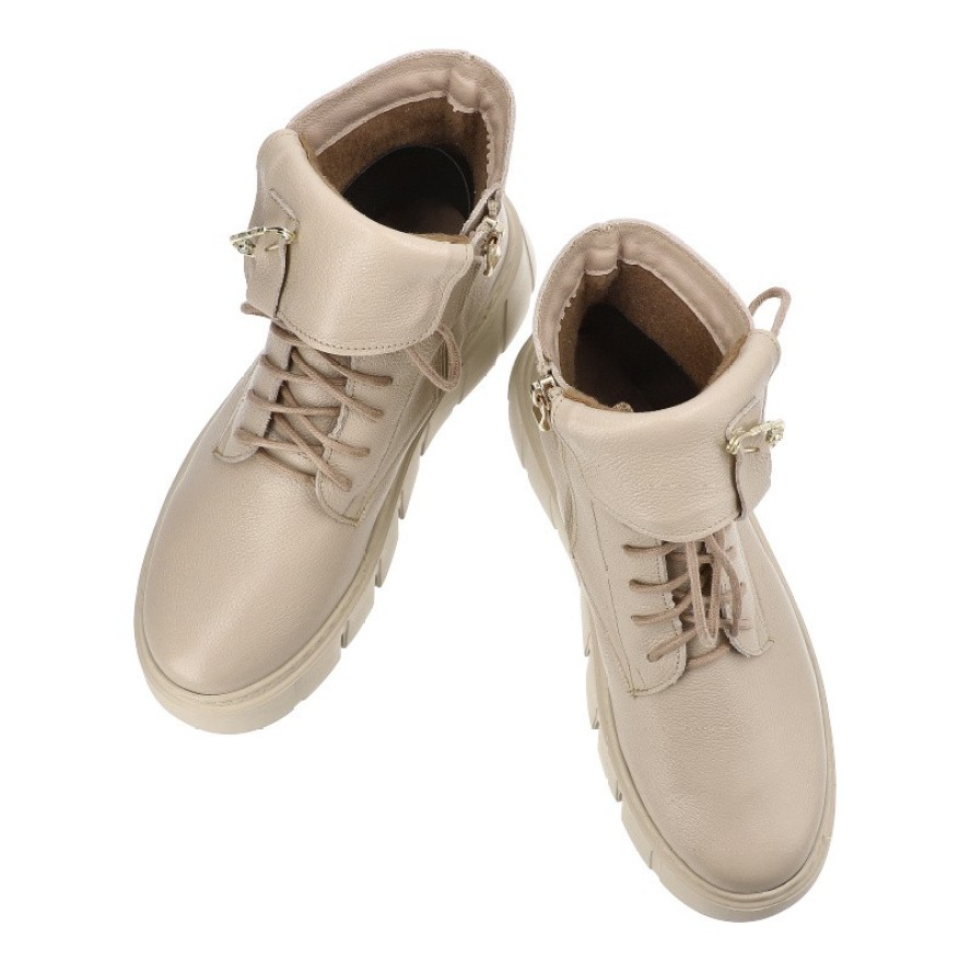 Beżowe Botki Armodo Modne Obuwie Damskie