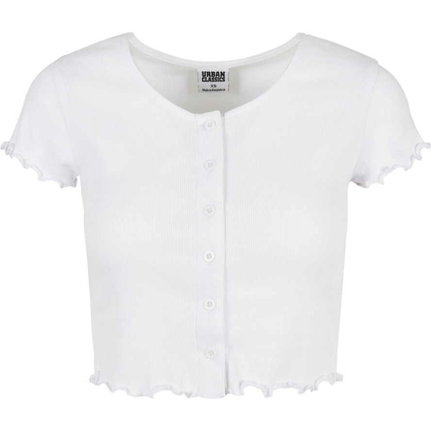 Koszulka damska Urban Classics cropped button up rib-Duże rozmiary