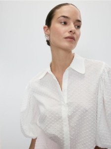 Koszula z bufiastymi rękawami - złamana biel