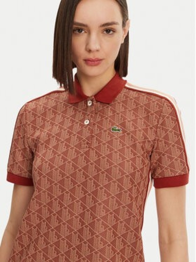Lacoste Polo DF3364 Brązowy Slim Fit