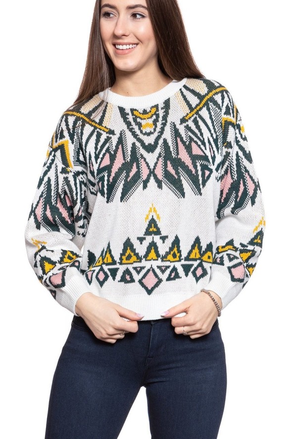 DAMSKI SWETER WRANGLER GEO KNIT CLOUD BLUE W8N5QCB03 112132405