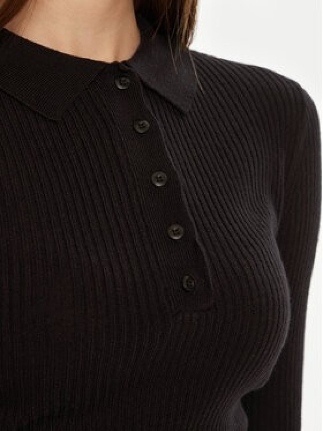 Brave Soul Sweter LK-248POLOBLK Czarny Slim Fit