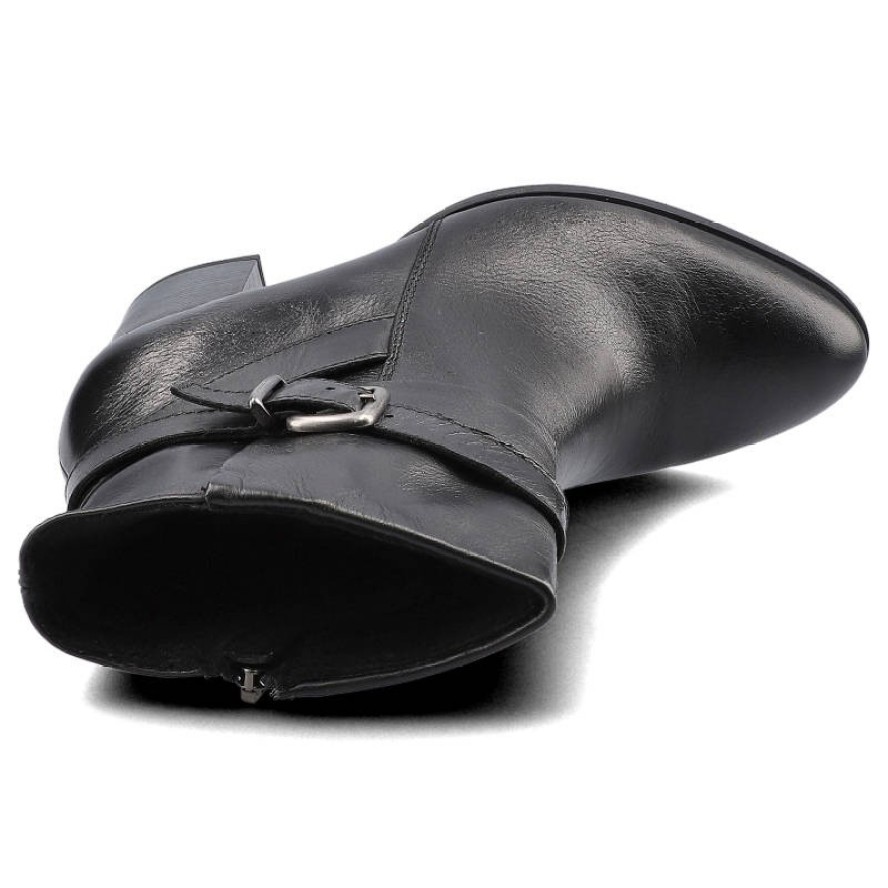 Czarne Botki Pollonus Damskie Skórzane Obuwie