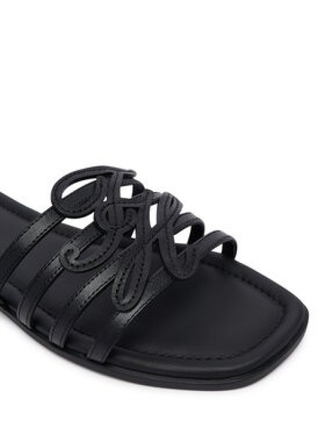 Tommy Hilfiger Klapki Th Script Flat Mule Lth FW0FW09368 Czarny