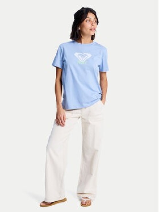 Roxy T-Shirt Ocean Road Art ERJZT06015 Błękitny Regular Fit