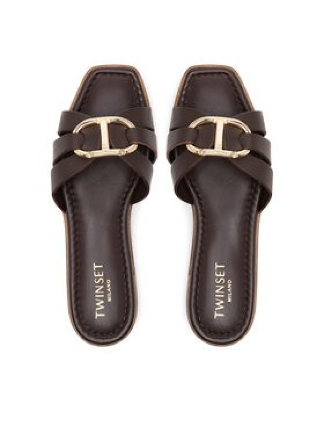 TWINSET Klapki 251TGT090 Brązowy