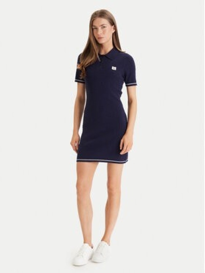 Calvin Klein Sukienka codzienna Microcable LV047F323G Granatowy Slim Fit