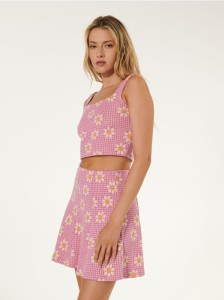 Spódnica mini w kwiaty - wielobarwny