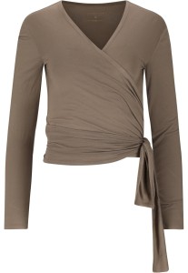 athlecia Walyn W Bluzka kopertowa z wiskozy ze stretch – 1292 Greige