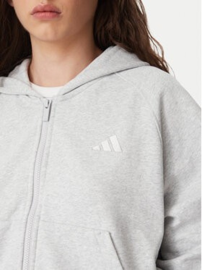 adidas Bluza Kit 3-Stripes Full Zip Hoodie KV9879 Szary Regular Fit