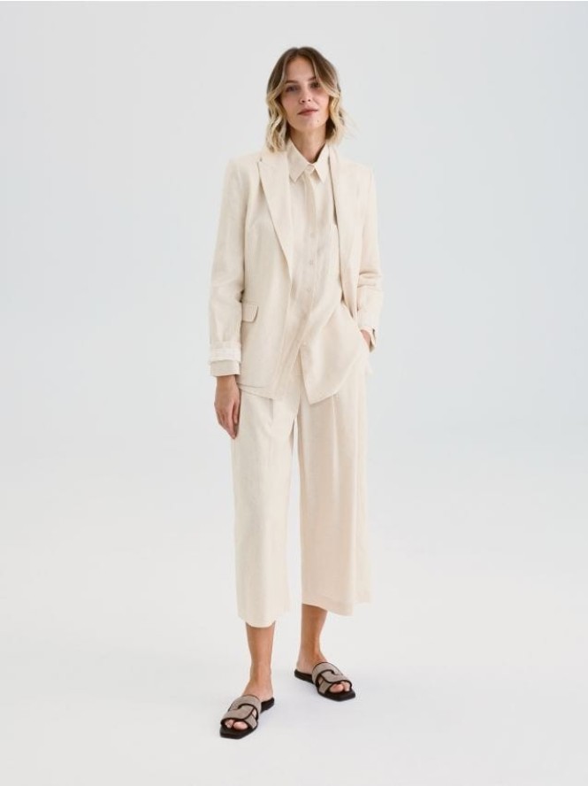 Marynarka z lnem - beżowy