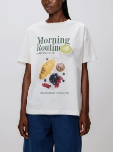 Bawełniany t-shirt z nadrukiem - biały