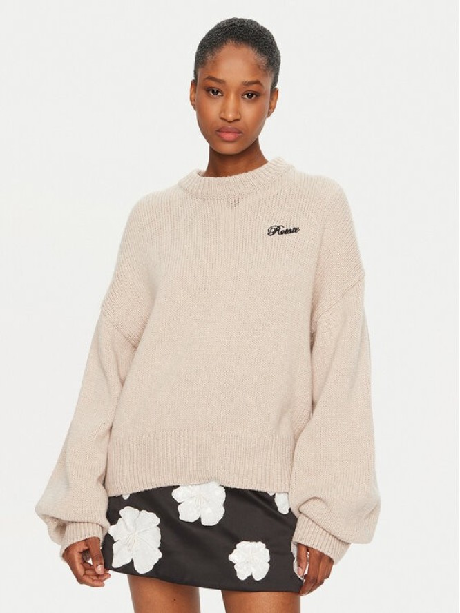 ROTATE Sweter 1133772313 Beżowy Regular Fit