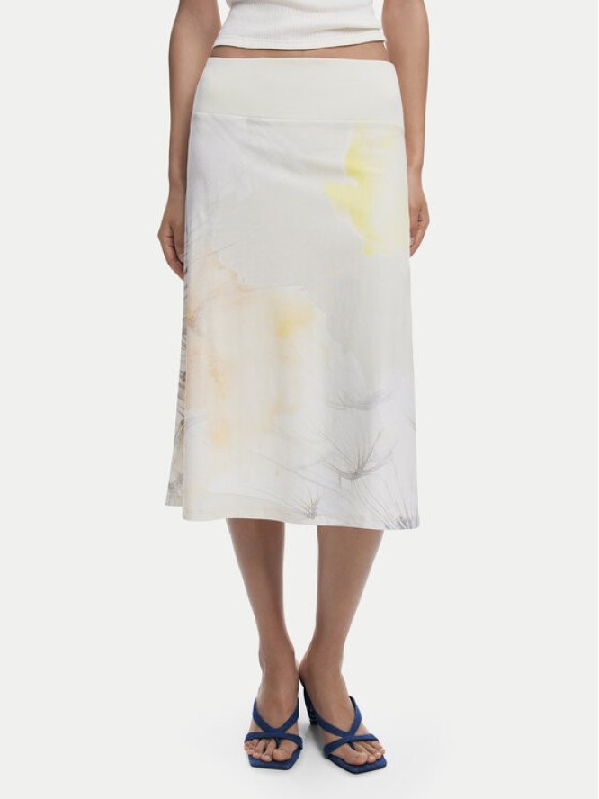 Desigual Spódnica midi Bruma 25WWFK08 Écru Regular Fit