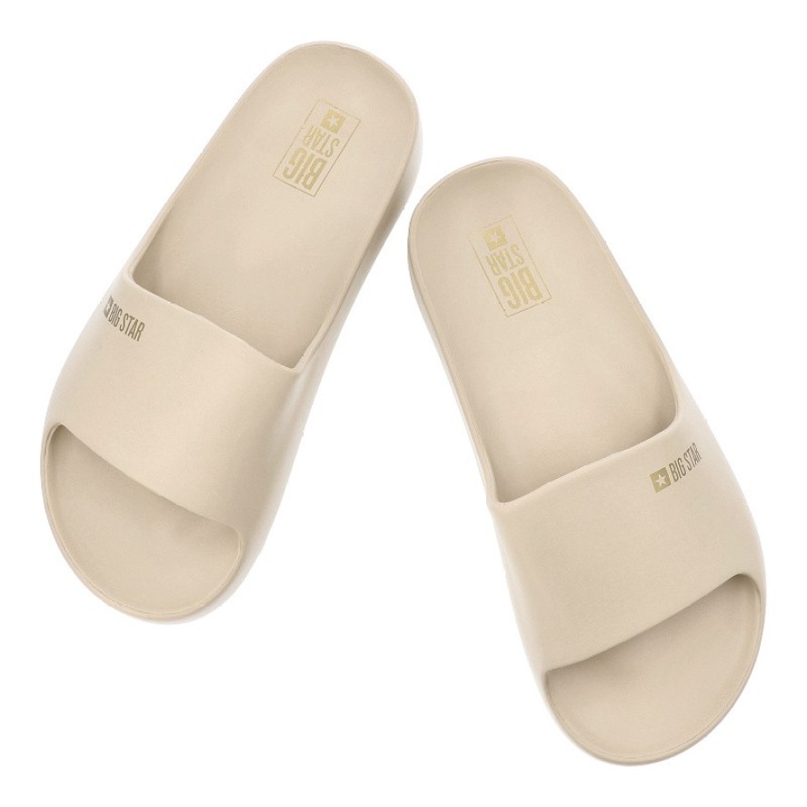 Beżowe Klapki Big Star Wygodne Obuwie Damskie Na Platformie