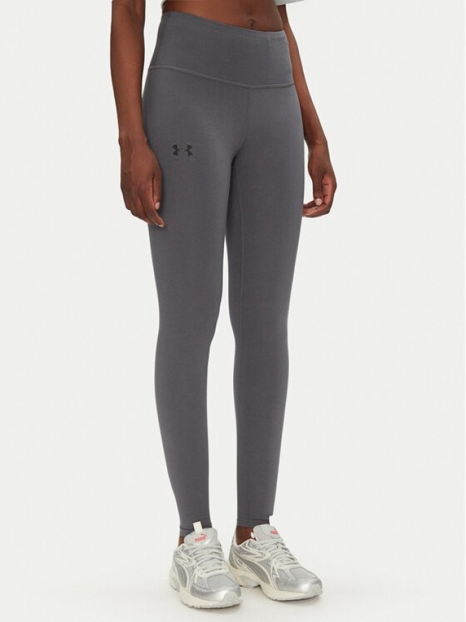 Under Armour Legginsy Rival 1386482 Szary Slim Fit