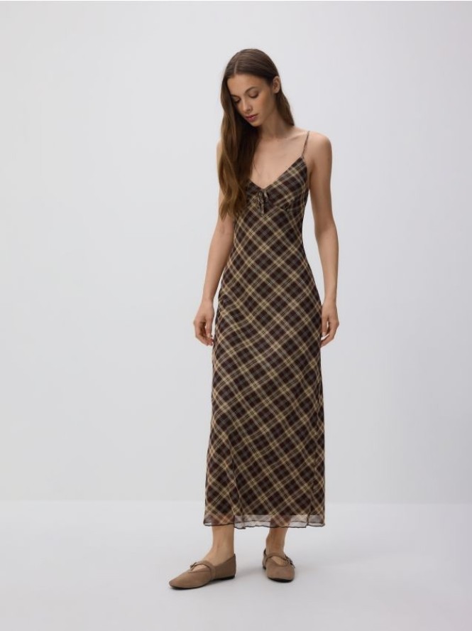 Sukienka w kratę - wielobarwny