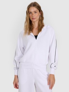 4F Bluza dresowa rozpinana z kapturem damska - biała XL
