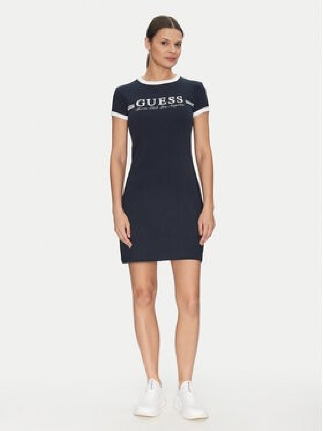 Guess Sukienka codzienna V5GK02 KCQX1 Granatowy Slim Fit