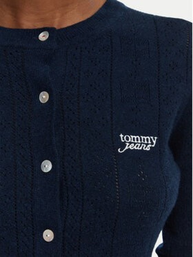 Tommy Jeans Kardigan Pointelle DW0DW22931 Granatowy Regular Fit