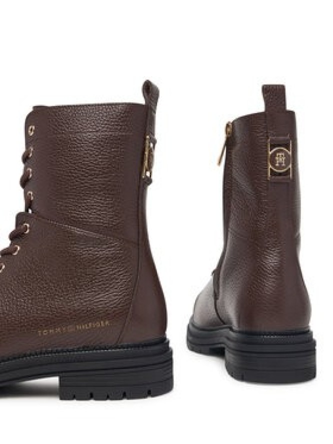 Tommy Hilfiger Trzewiki Th Emboss Grain Leather Boot FW0FW09553 Brązowy