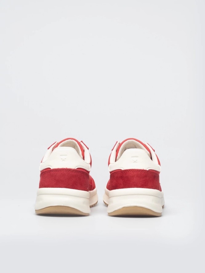 sneakersy damskie ze skórzanymi wstawkami czerwone tt274158 603