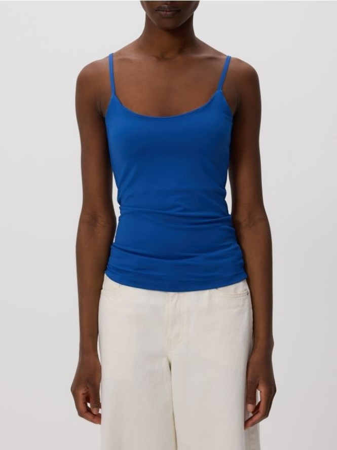 Gładki top na ramiączkach - niebieski