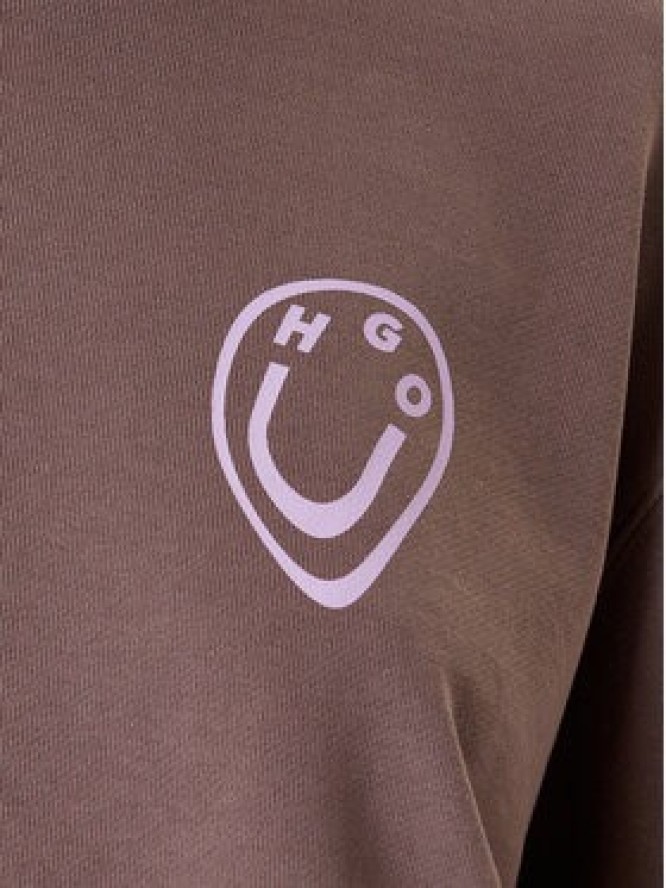 HUGO Bluza 50545052 Brązowy Oversize
