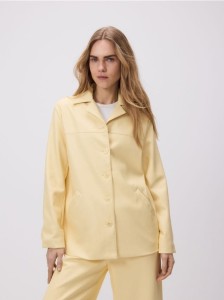 Kurtka z imitacji skóry - jasnożółty