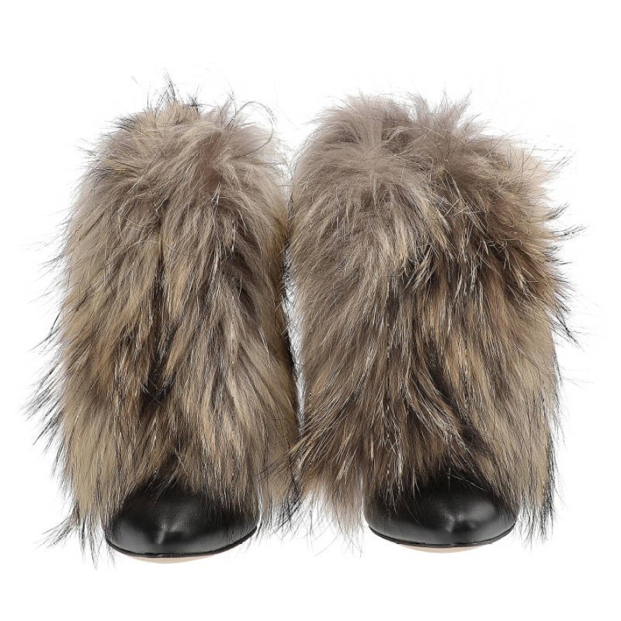 Czarne Botki Damiss Z Naturalnym Futrem Jenot