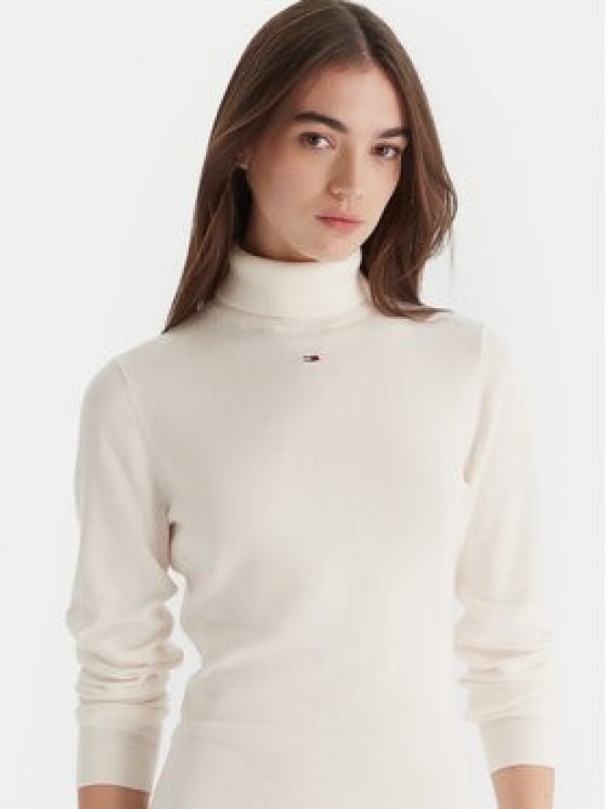 Tommy Jeans Sukienka dzianinowa Ess DW0DW21958 Écru Slim Fit
