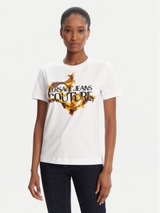 Versace Jeans Couture T-Shirt 79HAHE06 CJ00E Biały Regular Fit