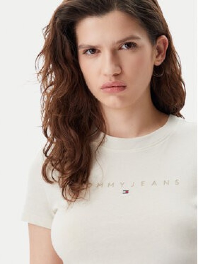 Tommy Jeans T-Shirt Tonal Linear DW0DW20315 Beżowy Slim Fit