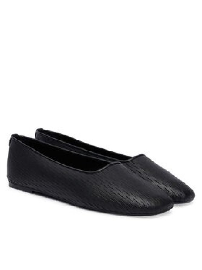 Calvin Klein Baleriny Oblique Ballerina Cut Lth HW0HW03033 Czarny