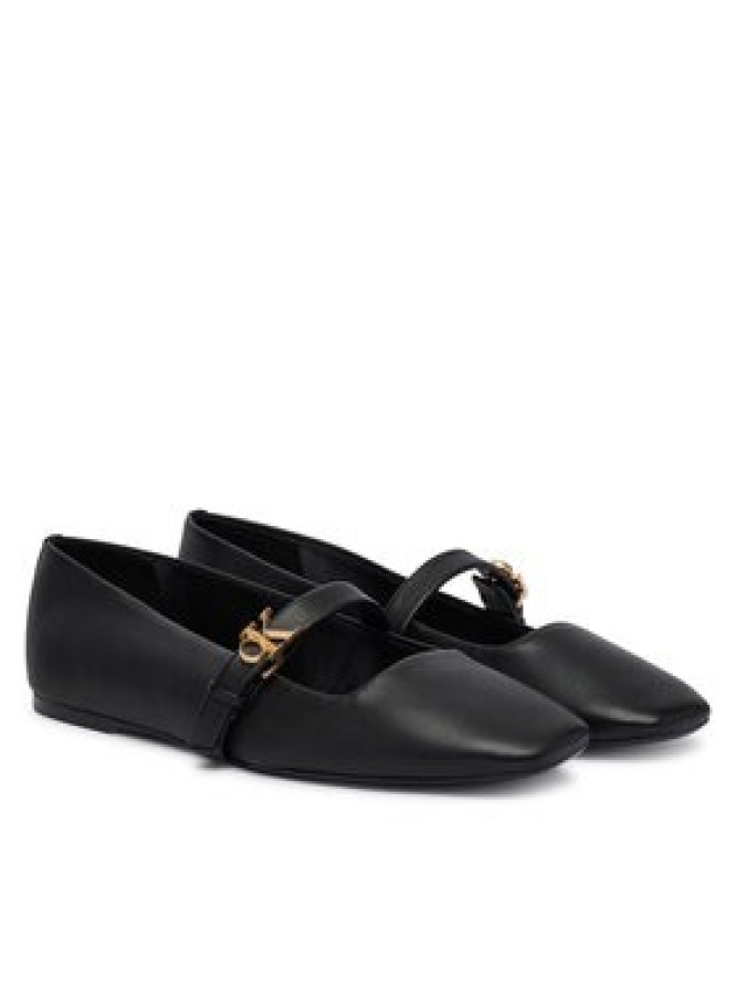 Calvin Klein Baleriny Squared Ballerina Mj Lth Mg Hdw HW0HW03430 Czarny