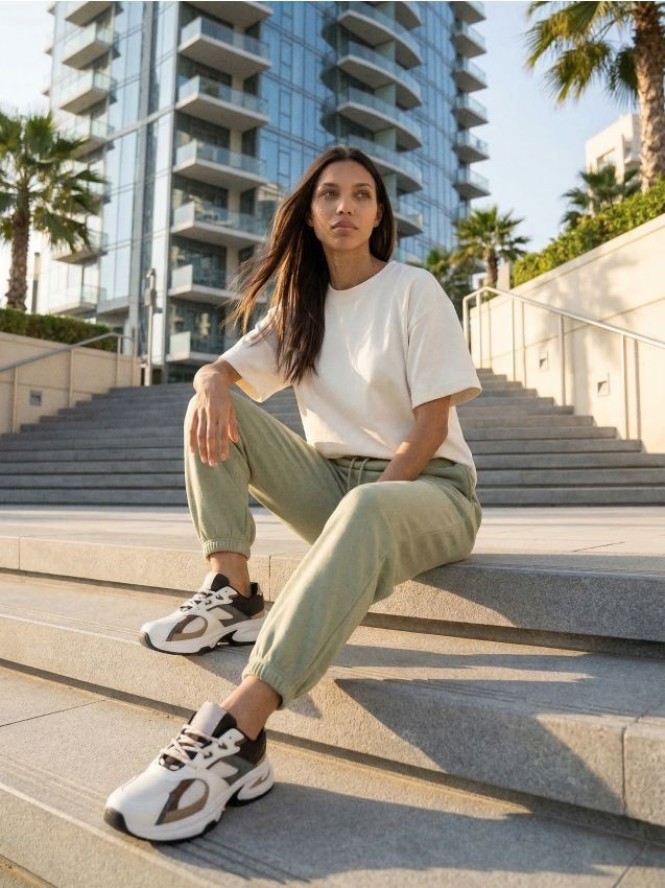 Spodnie jogger z miękkim wnętrzem - khaki