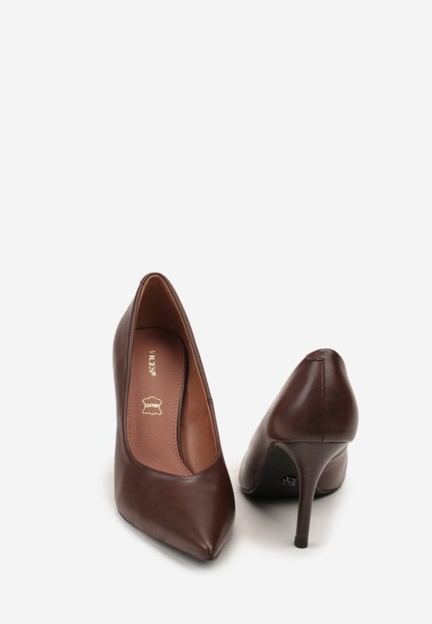 Brązowe Szpilki Vices z Wkładką ze Skóry Naturalnej Anistte