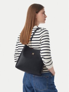 Tommy Hilfiger Torebka Th Icon Shoulder Bag Mono AW0AW19000 Granatowy